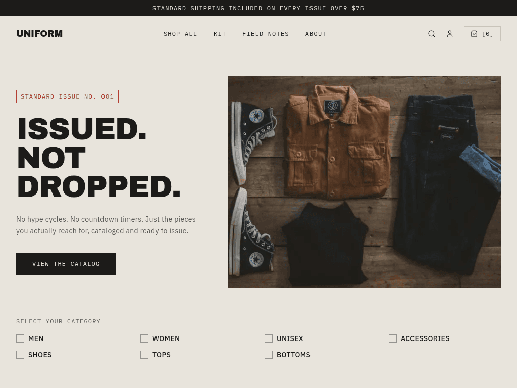 Image screenshot of Uniform: Headless Shopify Storefront